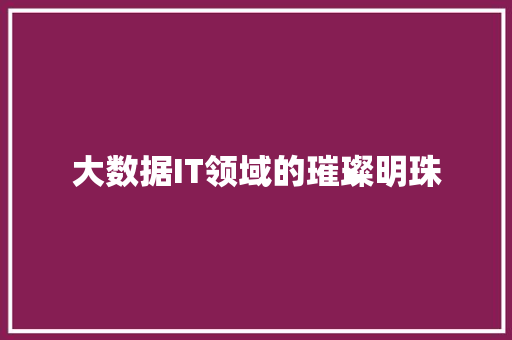 大数据IT领域的璀璨明珠 电脑基础