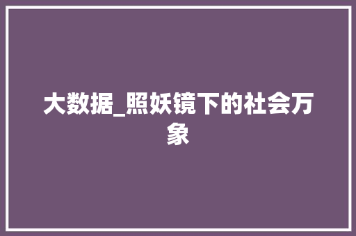 大数据_照妖镜下的社会万象 电脑基础