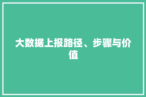 大数据上报路径、步骤与价值 电脑故障维修 大数据上报路径、步骤与价值 电脑故障维修