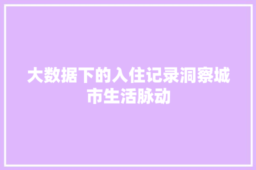 大数据下的入住记录洞察城市生活脉动 编程语言