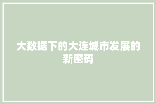 大数据下的大连城市发展的新密码 电脑故障维修