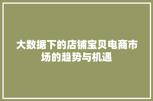 大数据下的店铺宝贝电商市场的趋势与机遇 编程语言