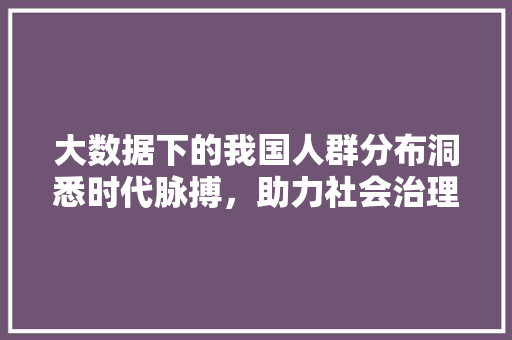 大数据下的我国人群分布洞悉时代脉搏，助力社会治理 网络技术