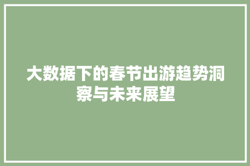 大数据下的春节出游趋势洞察与未来展望 操作系统