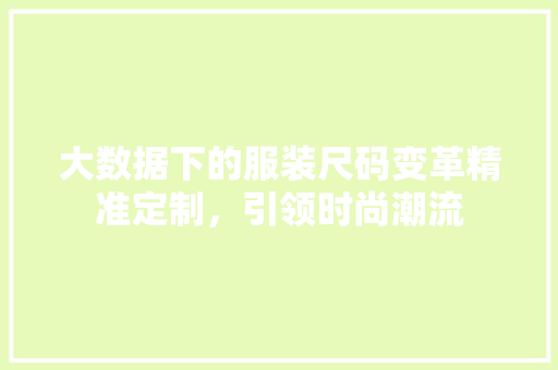 大数据下的服装尺码变革精准定制，引领时尚潮流 电脑故障维修