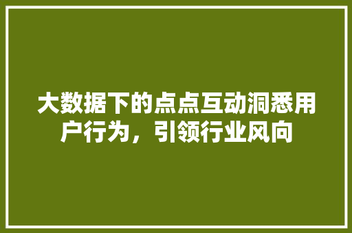 大数据下的点点互动洞悉用户行为，引领行业风向 电脑故障维修