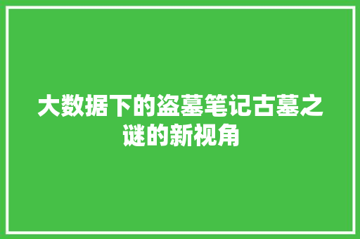 大数据下的盗墓笔记古墓之谜的新视角 操作系统