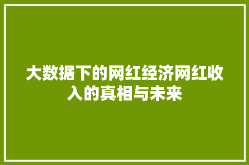 大数据下的网红经济网红收入的真相与未来 操作系统