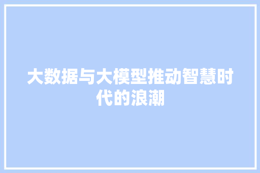 大数据与大模型推动智慧时代的浪潮 网络技术