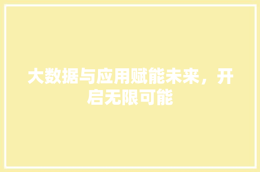 大数据与应用赋能未来，开启无限可能 编程语言