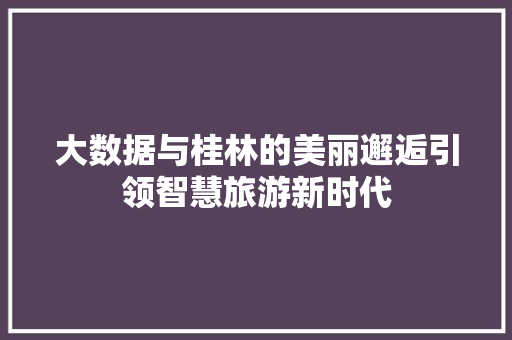 大数据与桂林的美丽邂逅引领智慧旅游新时代 电脑基础