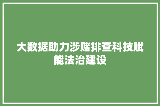 大数据助力涉赌排查科技赋能法治建设