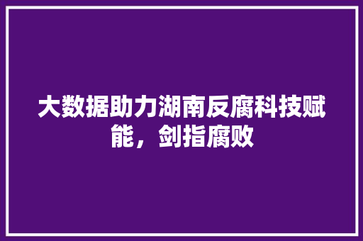 大数据助力湖南反腐科技赋能,剑指腐败 大数据助力湖南反腐科技赋能,剑指腐败