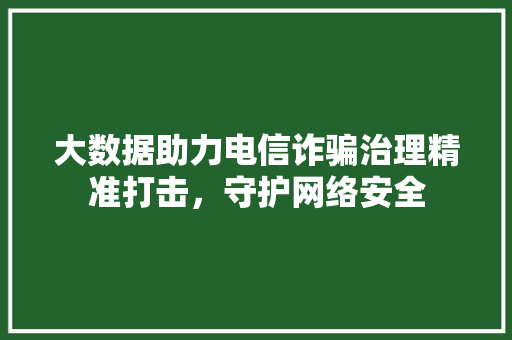 大数据助力电信诈骗治理精准打击，守护网络安全
