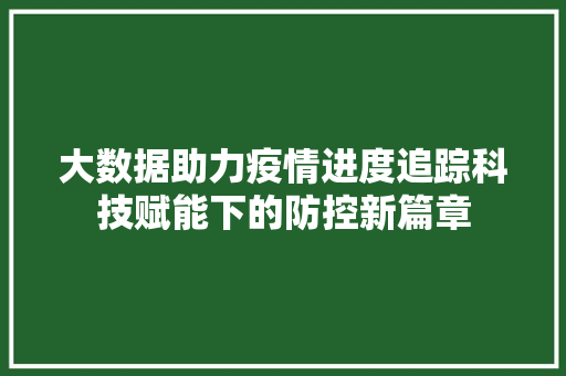 大数据助力疫情进度追踪科技赋能下的防控新篇章 大数据助力疫情进度追踪科技赋能下的防控新篇章