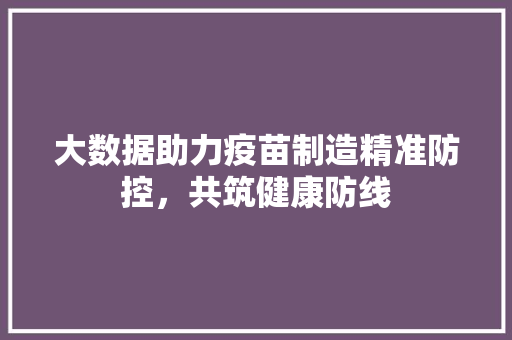大数据助力疫苗制造精准防控，共筑健康防线