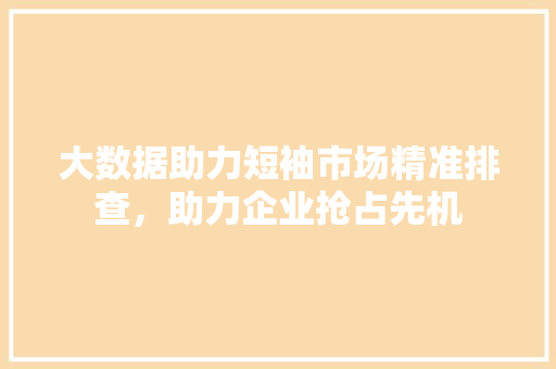 大数据助力短袖市场精准排查,助力企业抢占先机 大数据助力短袖市场精准排查,助力企业抢占先机