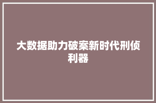 大数据助力破案新时代刑侦利器 大数据助力破案新时代刑侦利器