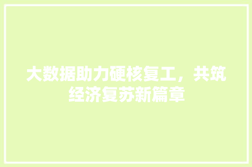 大数据助力硬核复工,共筑经济复苏新篇章 大数据助力硬核复工,共筑经济复苏新篇章