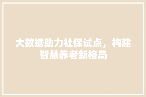 大数据助力社保试点,构建智慧养老新格局 大数据助力社保试点,构建智慧养老新格局
