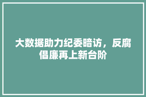 大数据助力纪委暗访,反腐倡廉再上新台阶 大数据助力纪委暗访,反腐倡廉再上新台阶