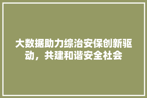 大数据助力综治安保创新驱动,共建和谐安全社会 大数据助力综治安保创新驱动,共建和谐安全社会