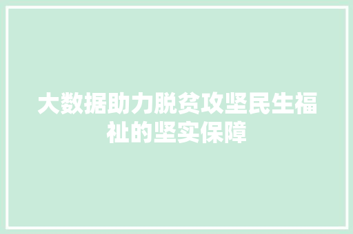 大数据助力脱贫攻坚民生福祉的坚实保障 大数据助力脱贫攻坚民生福祉的坚实保障