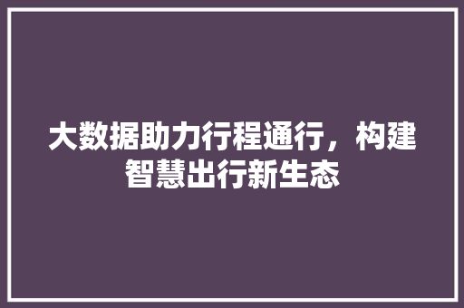 大数据助力行程通行，构建智慧出行新生态