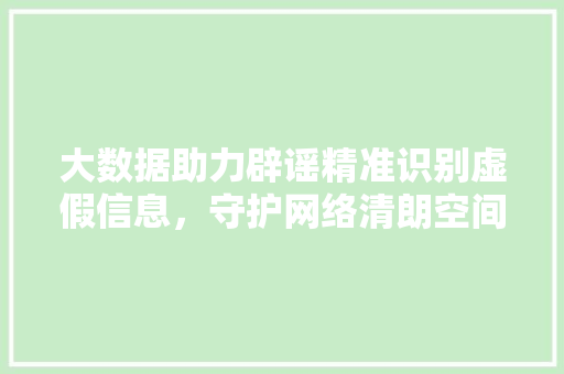 大数据助力辟谣精准识别虚假信息，守护网络清朗空间