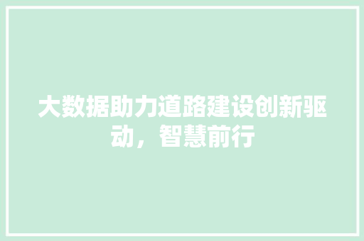 大数据助力道路建设创新驱动，智慧前行 电脑故障维修