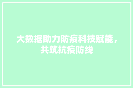 大数据助力防疫科技赋能，共筑抗疫防线
