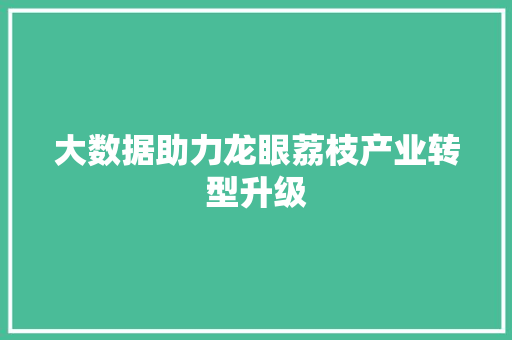 大数据助力龙眼荔枝产业转型升级