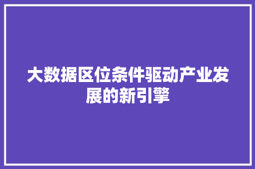 大数据区位条件驱动产业发展的新引擎