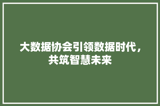 大数据协会引领数据时代，共筑智慧未来