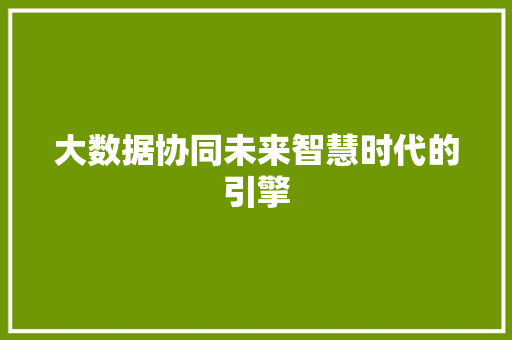 大数据协同未来智慧时代的引擎