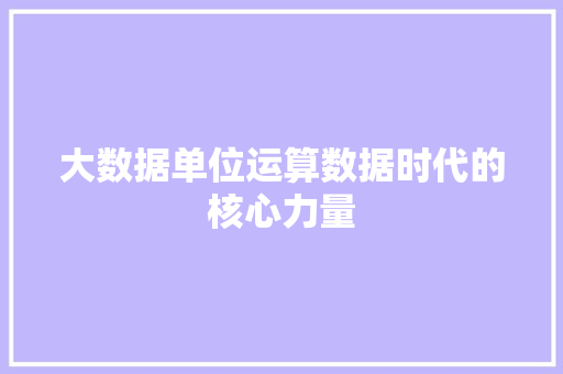 大数据单位运算数据时代的核心力量 操作系统