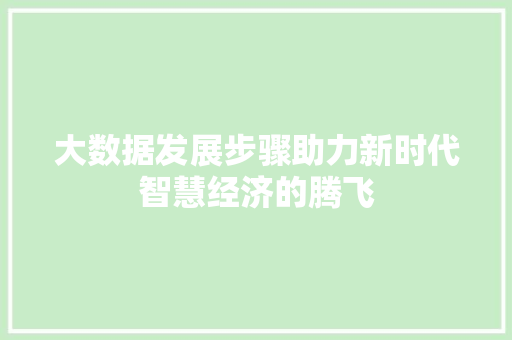 大数据发展步骤助力新时代智慧经济的腾飞