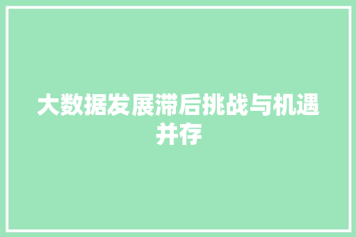 大数据发展滞后挑战与机遇并存 大数据发展滞后挑战与机遇并存