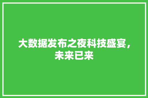 大数据发布之夜科技盛宴,未来已来 大数据发布之夜科技盛宴,未来已来