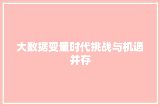 大数据变量时代挑战与机遇并存