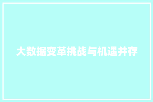 大数据变革挑战与机遇并存