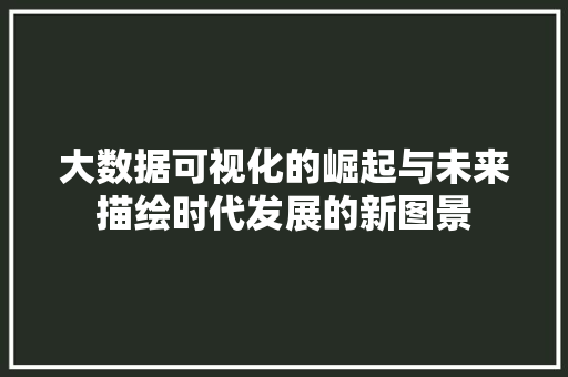 大数据可视化的崛起与未来描绘时代发展的新图景 电脑故障维修
