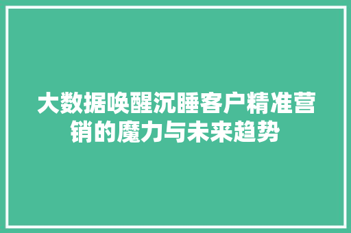 大数据唤醒沉睡客户精准营销的魔力与未来趋势