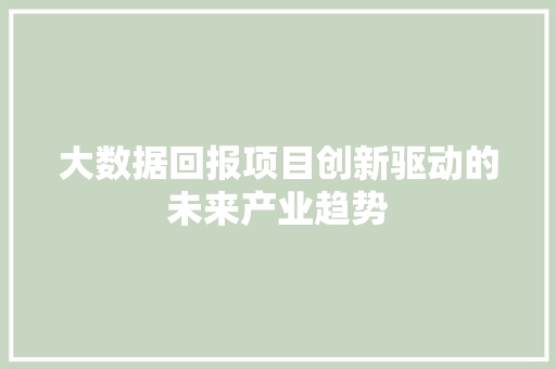大数据回报项目创新驱动的未来产业趋势