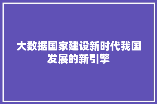 大数据国家建设新时代我国发展的新引擎
