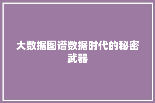 大数据图谱数据时代的秘密武器