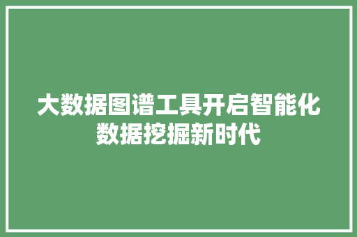 大数据图谱工具开启智能化数据挖掘新时代