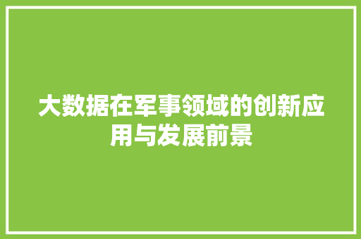 大数据在军事领域的创新应用与发展前景