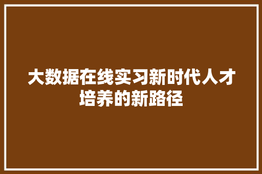 大数据在线实习新时代人才培养的新路径