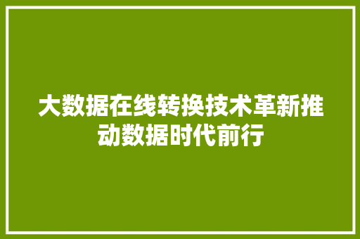 大数据在线转换技术革新推动数据时代前行